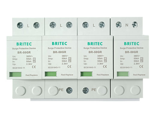 BR-50GR 4P Ac Lichtschutz China Typ 1 Überspannungsschutzvorrichtung Spd spd t1 t2 Typ 1 Überspannungshalter