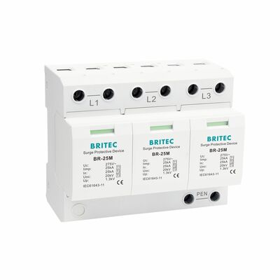 275V Blitzschutz mit 25KA Iimp und DIN Rail Mount für 3-Phasen-Stromschutz