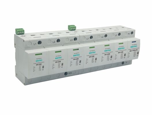 BR-25M 275 6+1 Typ 1+2 Überspannungsschutzgerät mit 25kA Schutz und thermoplastischem UL94-V0 Gehäuse