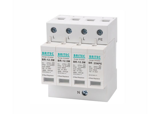 Kompakte Klasse elektrischer dreiphasigÜberspannungsschutz SPD 12.5kA B + C 3P + NPE