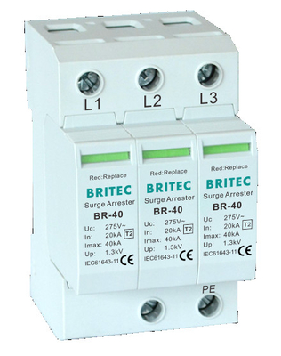 BR-40 2P 150V-440V Überspannungsschutzvorrichtung 20kA-200kA Spd Blitzüberspannungshalter