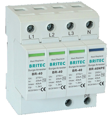 BR-40 2P 150V-440V Überspannungsschutzvorrichtung 20kA-200kA Spd Blitzüberspannungshalter