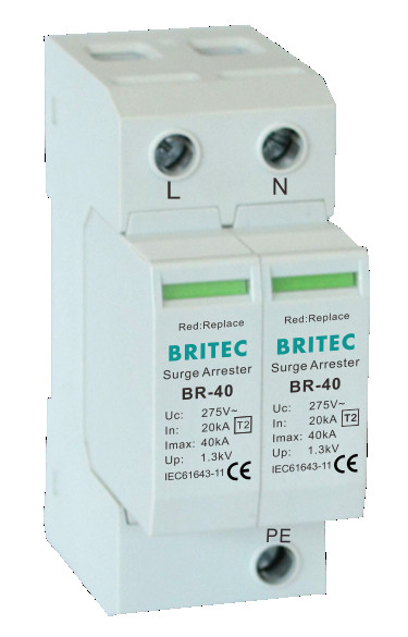 BR-40 2P 150V-440V Überspannungsschutzvorrichtung 20kA-200kA Spd Blitzüberspannungshalter