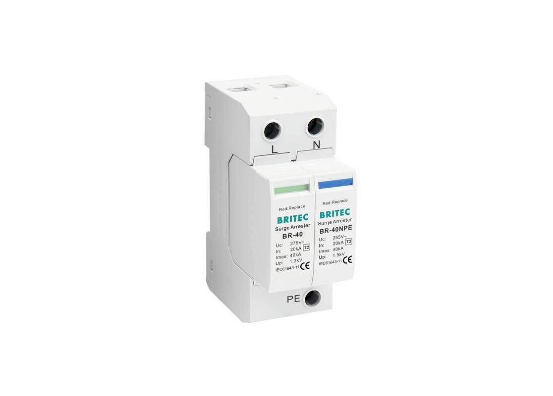 TVSS 150V/275V/320V/385V/440V 40KA Din Schienenstrom Blitzschutz Überspannung Arrester Einphase