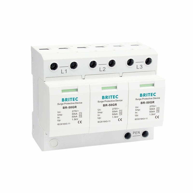 BRITEC BR-50GR 3P Typ 1 Überspannungshalter 50ka Überspannungsschutzvorrichtung spd t1 t2 ac dreiphasig ac spd