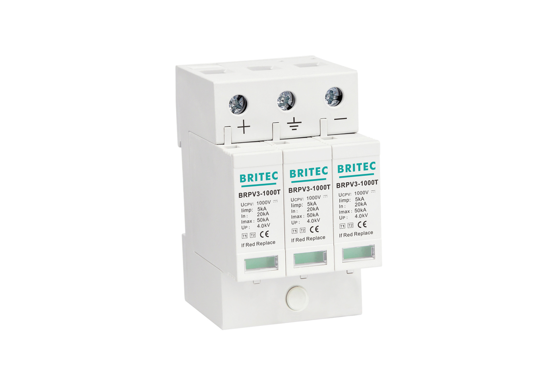 DC-Art Überspannungsschutz-Gerät 1000v PV-Überspannungsschutz Thermalplastic 1+2 SPD 3P 5kA