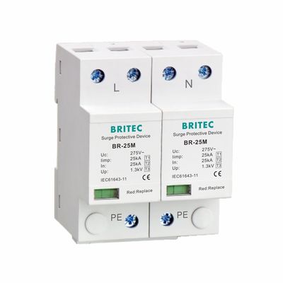 des Typ- 125ka einphasiges T1 10/350us 2P des Überspannungsableiter-275V 1.3kV