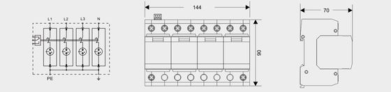 BR-25GR 4P SPD Überspannungs-Blitzschutzgerät DIN-Schiene 35 mm AC SPD