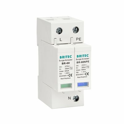 Mini-Einphasen-Blitzschreiber 275V 60kA mit thermoplastischem UL94-V0 Überspannungsschutzgerät