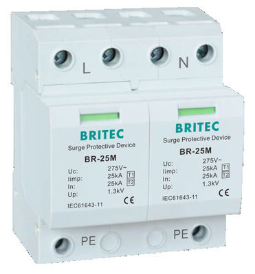 BR-25M 3P+1NPE 25kA T1+T2 Varistor Überspannungshalter B+C Niederspannung 3 Phase AC Spd Blitzschutz