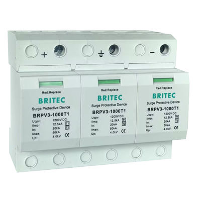BRPV3-1000 T1 50ka DC 1000V 12.5ka Pv Überspannungshalter Sonnenüberspannungsschutzvorrichtung T1 T2 Dc Photovoltaik-SPD