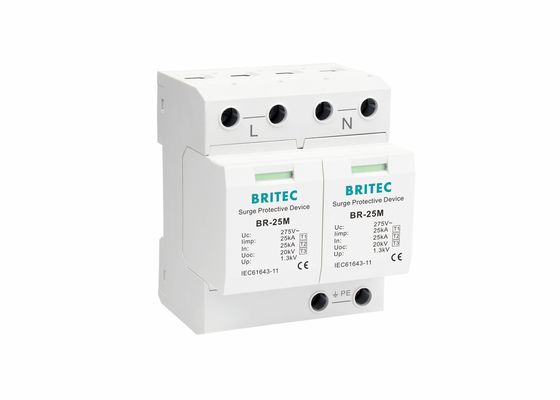 25kA 275V der einphasig-2P Überspannungsschutz Typ- 1klassen-I mit Trockenkontakt BR-25M 2P