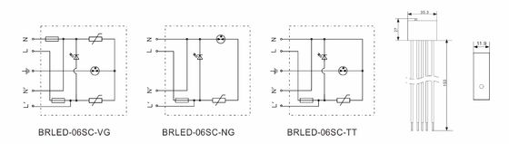 BRLED-06SC LED Überspannungsschutzgerät 6kA 275V LED-Straßenbeleuchtung im Freien LED-Überspannungsschutz