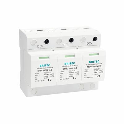 BRPV3-1000-6.25 Gleichstromüberspannungsschutzvorrichtung 1000V 40kA PV Solar SPD Sonnenüberspannungsschutzvorrichtung über Spannung DC Leistungsüberspannungsschutzvorrichtung Typ 1+2 PV-Überspannungsschutzvorrichtung spd t1 t2 dc
