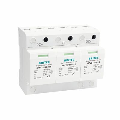 BRPV3-1500-6.25 Photovoltaische Überspannungshalter Modul 3 Schutzvorrichtung Typ 1+2 Photovoltaische Überspannungshalter Solarenergiesysteme spd 1500v dc t1 t2 Solar Dc Spd pv Blitzschalter Typ 1+2 Photovoltaische Überspannungshalter