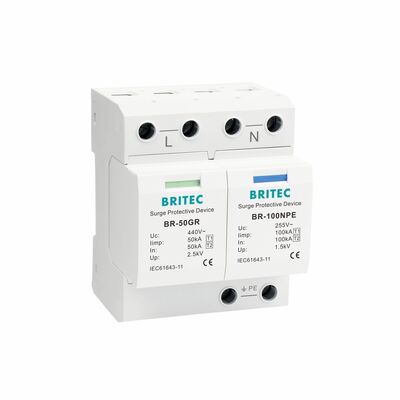 BR-50GR 3+1 OEM ODM Funkenöffnung 50ka Überspannungsschutzvorrichtung Niederspannung Elektrische Klasse 1 Überspannungshalter Typ 1 spd Überspannungsschutzvorrichtungen Typ 1 SPD Niederspannung LV elektrisches Verteilnetz