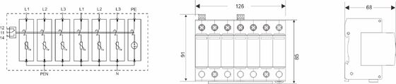 BR-40 275 6+1 Typ 2 Überspannungsschutz 275V Hutschiene Blitzableiter 3-Phasen SPD