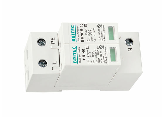 IEC 61643-11 Typ 2 Überspannungsschutzgerät mit 40kA 1P+NPE Blitzschutz und Hutschienenmontage