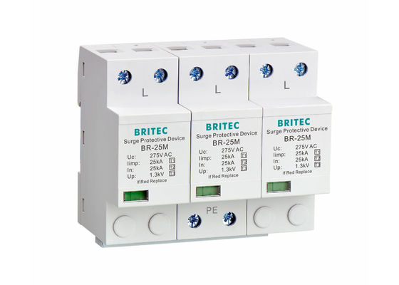 275V Blitzschutz mit 25KA Iimp und DIN Rail Mount für 3-Phasen-Stromschutz