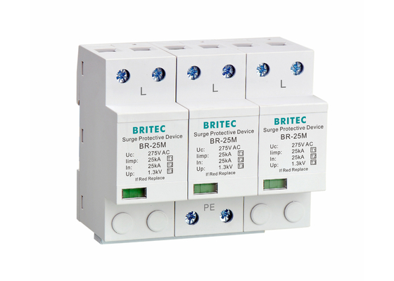 Blitzüberspannungs-Schutze 3 SPD 275v teilen Überspannungsschutz-Typ 1 in Phasen ein