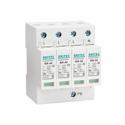 BR-40 2P 40kA Typ 2 Einphasige TVSS Spd Typ 2 Einphasige 275v ac spd Überspannungsschutzvorrichtung Blitzhalter Einphasige AC-Stromüberspannungsschutzvorrichtung