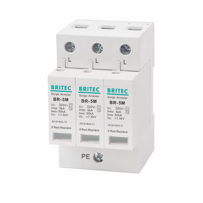 5kA 3P 320Vac Blitzschutzvorrichtungen Typ 1+2 Wechselstromüberspannungsschutzvorrichtung / Klasse I+II / Klasse B+C-Serie