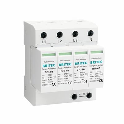BRITEC BR-40 4P Typ 2 Überspannungsschutzgerät 40kA 320V steckbares SPD Blitzableiter